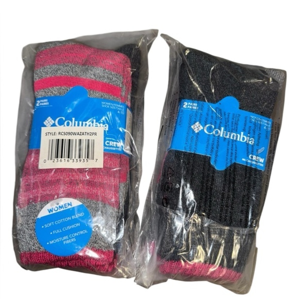 ❇️NWT❇️ Columbia  Athletic Crew Socks - Black, Gray and Pink - Picture 3 of 6